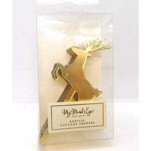My Minds Eye Gold Deer Acrylic Cup Cake Toppers  8 per. pack New